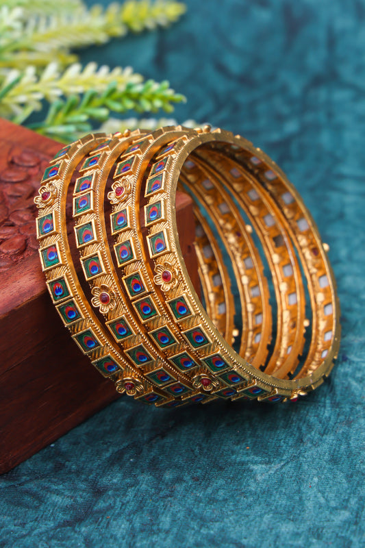 AD Stone bangles with Gold Look